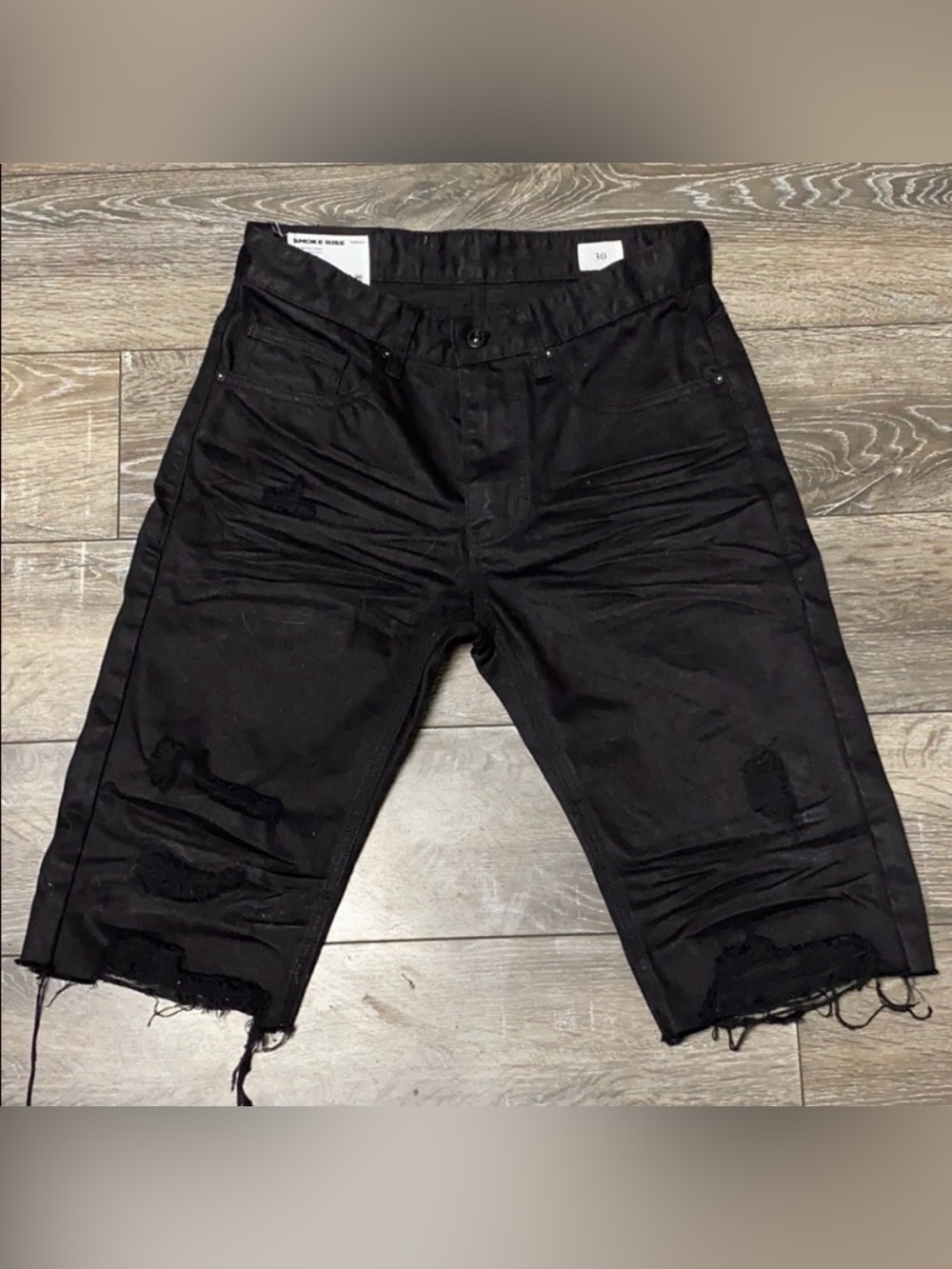 Men's Black Distressed Jean Shorts